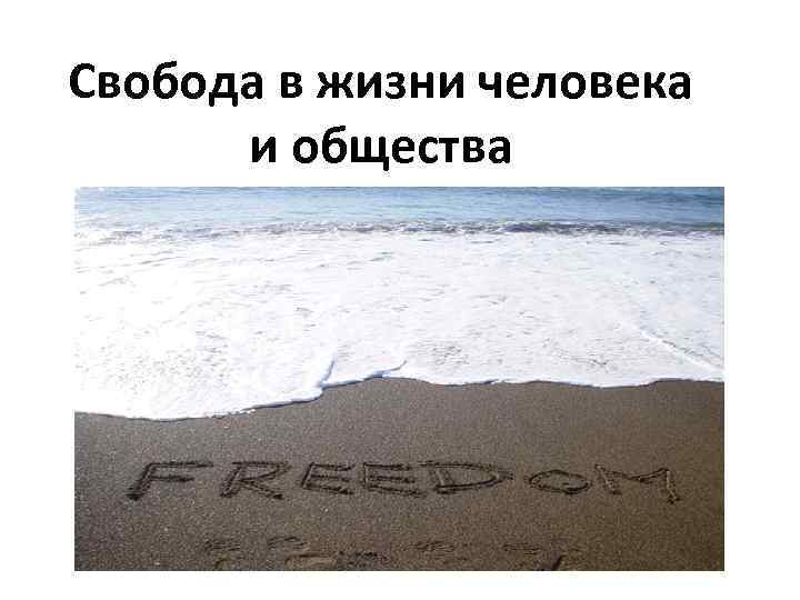 Свобода в жизни человека и общества 