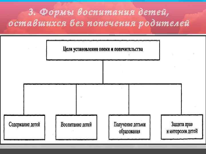 Схема формы семейного попечения и государственного попечения детей сирот