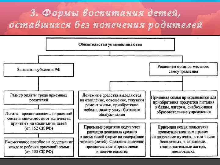3. Формы воспитания детей, оставшихся без попечения родителей 
