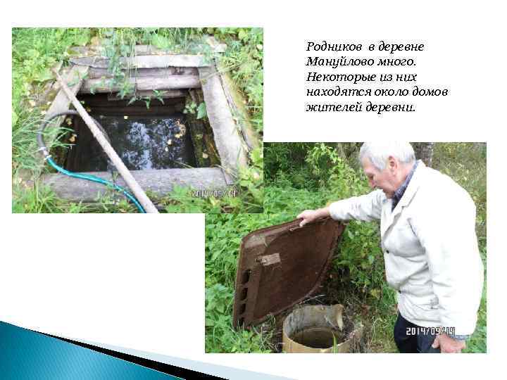 Родников в деревне Мануйлово много. Некоторые из них находятся около домов жителей деревни. 