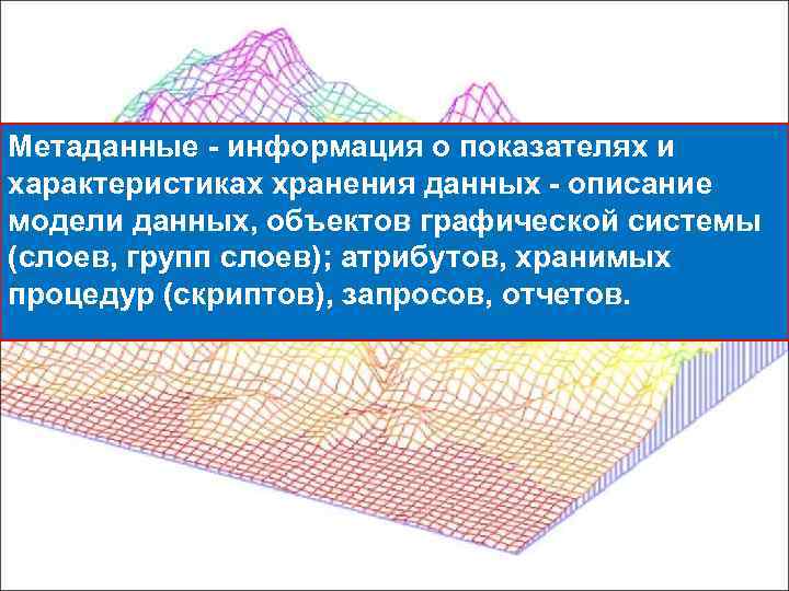  Метаданные - информация о показателях и характеристиках хранения данных - описание модели данных,