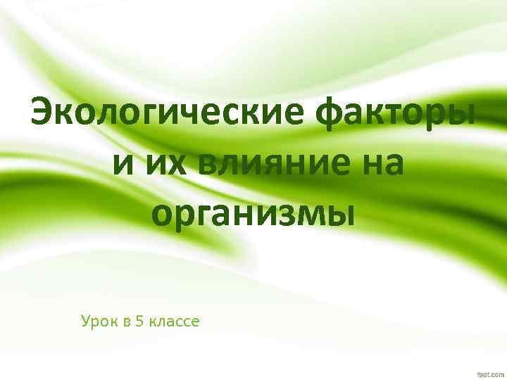 Экологические факторы и их влияние на организмы Урок в 5 классе 