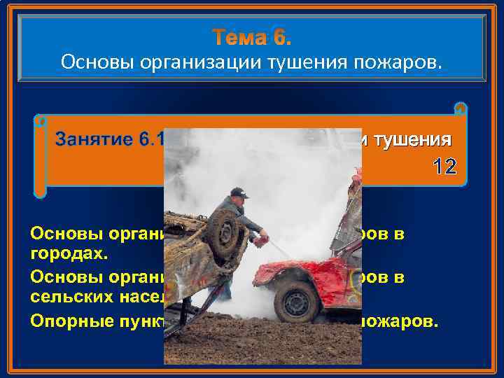 Основы организации тушения пожаров. Занятие 6. 1. Основы организации тушения пожаров. 12 Основы организация