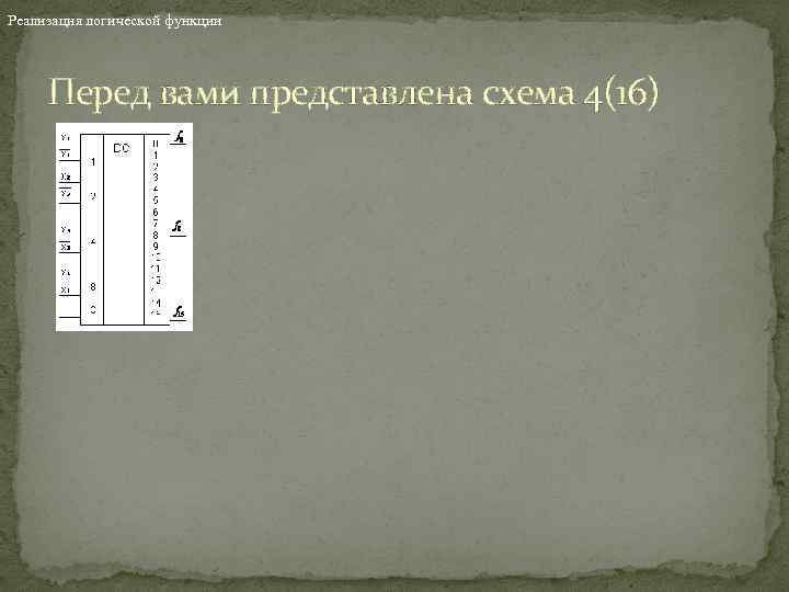 Реализация логической функции Перед вами представлена схема 4(16) 