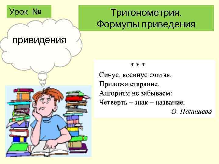 Урок № привидения Тригонометрия. Формулы приведения 