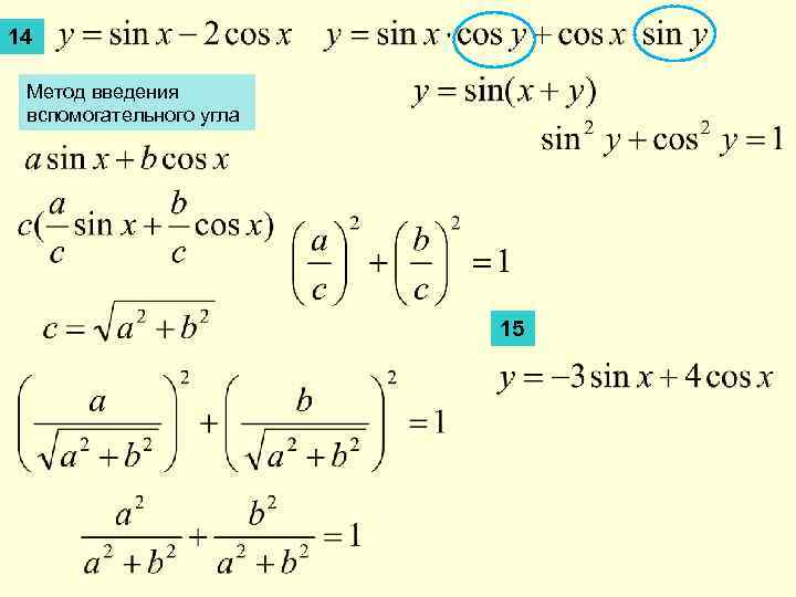 14 Метод введения вспомогательного угла 15 