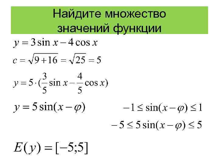 Найдите множество значений функции 