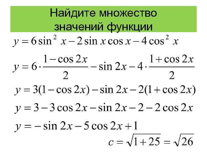 Найдите множество значений функции 