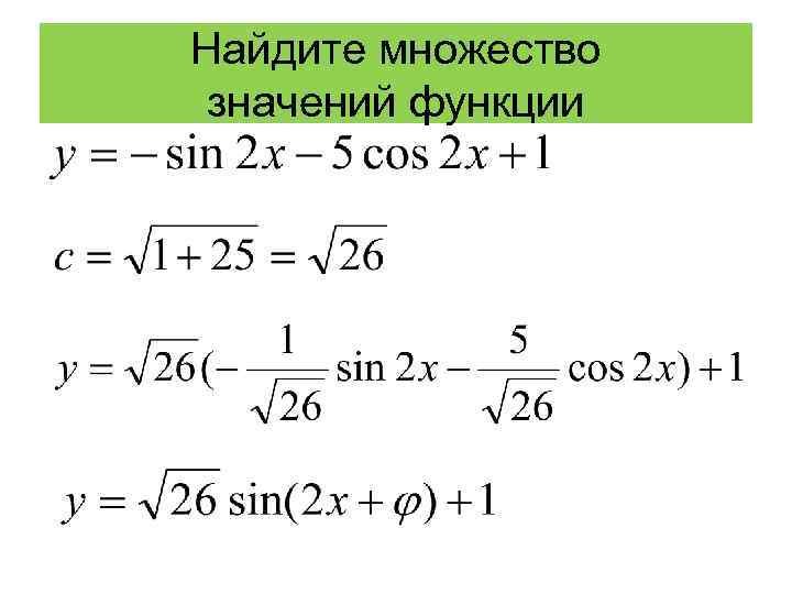 Найдите множество значений функции 