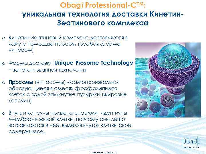 Obagi Professional-C™: уникальная технология доставки Кинетин. Зеатинового комплекса o Кинетин-Зеатиновый комплекс доставляется в кожу