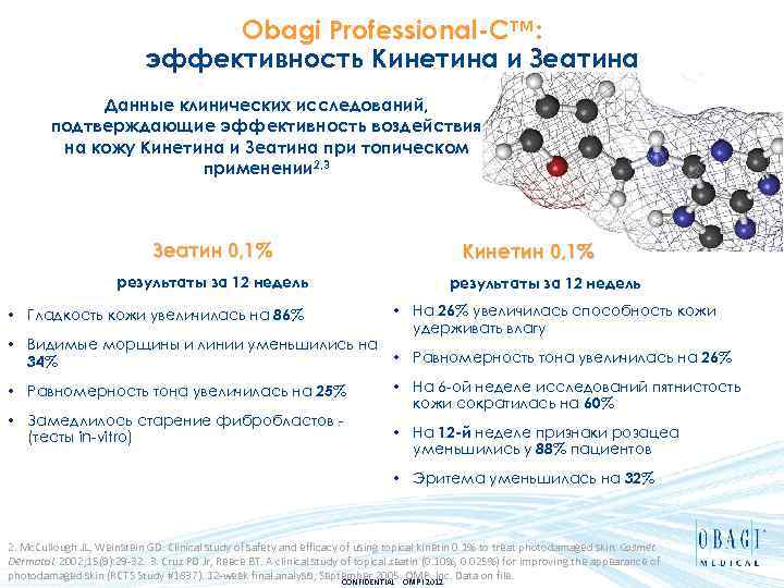 Obagi Professional-C™: эффективность Кинетина и Зеатина Данные клинических исследований, подтверждающие эффективность воздействия на кожу