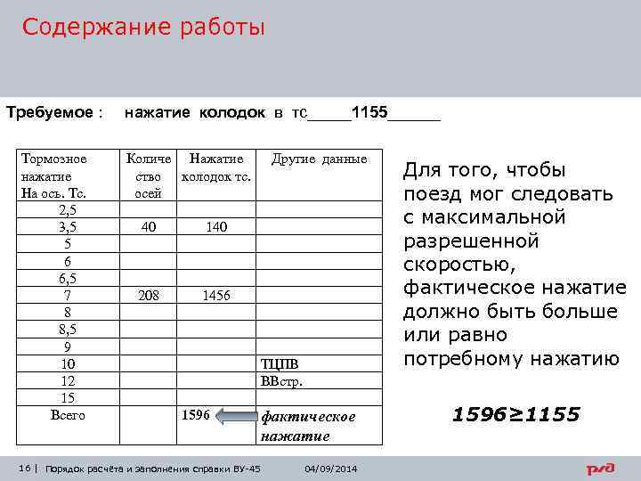 Ву 45 для грузового поезда образец заполнения