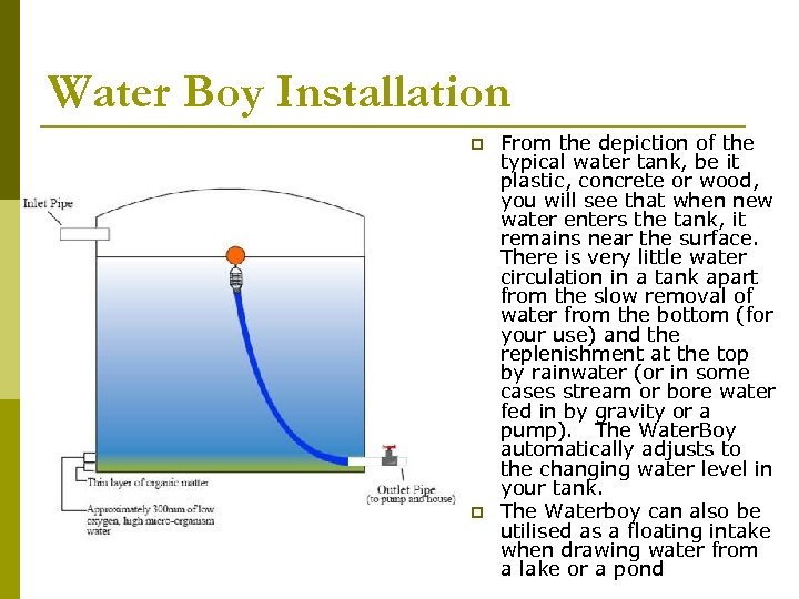 Water Boy Installation p p From the depiction of the typical water tank, be