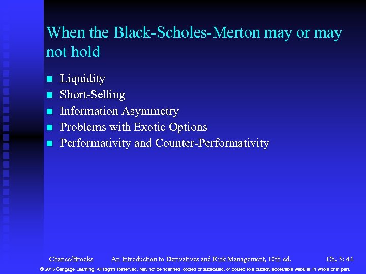 When the Black-Scholes-Merton may or may not hold n n n Liquidity Short-Selling Information