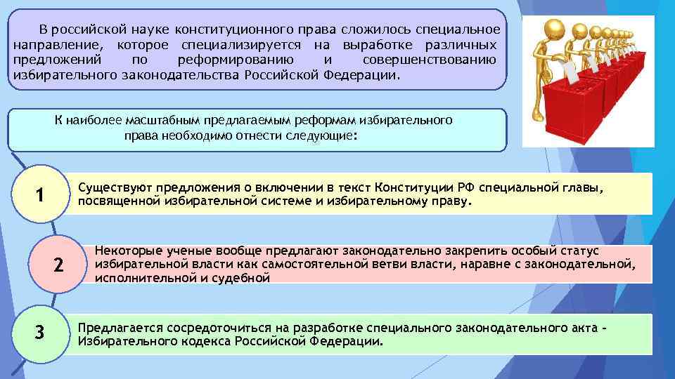 В российской науке конституционного права сложилось специальное направление, которое специализируется на выработке различных предложений