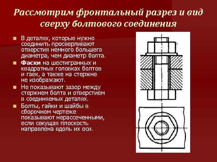 Можно ли на рисунке 217 г не показывать зазор между стержнем болта