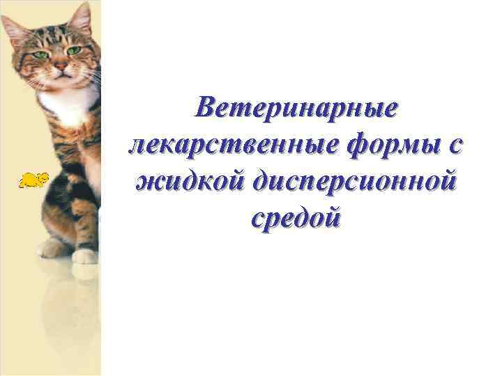 Ветеринарные лекарственные формы с жидкой дисперсионной средой 