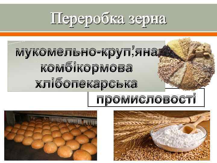 Переробка зерна мукомельно-круп’яна комбікормова хлібопекарська промисловості 