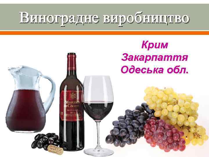 Виноградне виробництво Крим Закарпаття Одеська обл. 