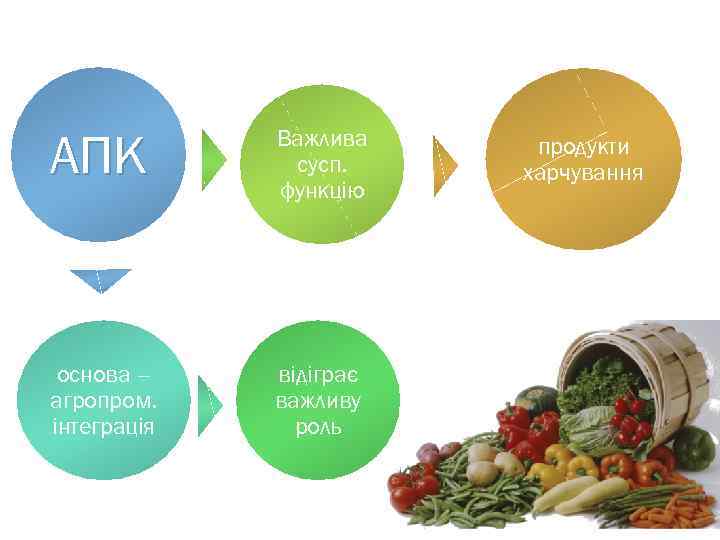 АПК Важлива сусп. функцію основа – агропром. інтеграція відіграє важливу роль продукти харчування 