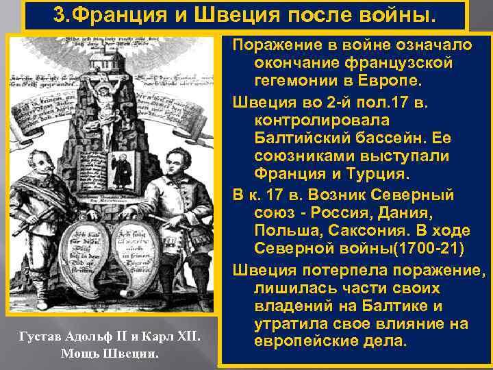 3. Франция и Швеция после войны. Густав Адольф II и Карл XII. Мощь Швеции.