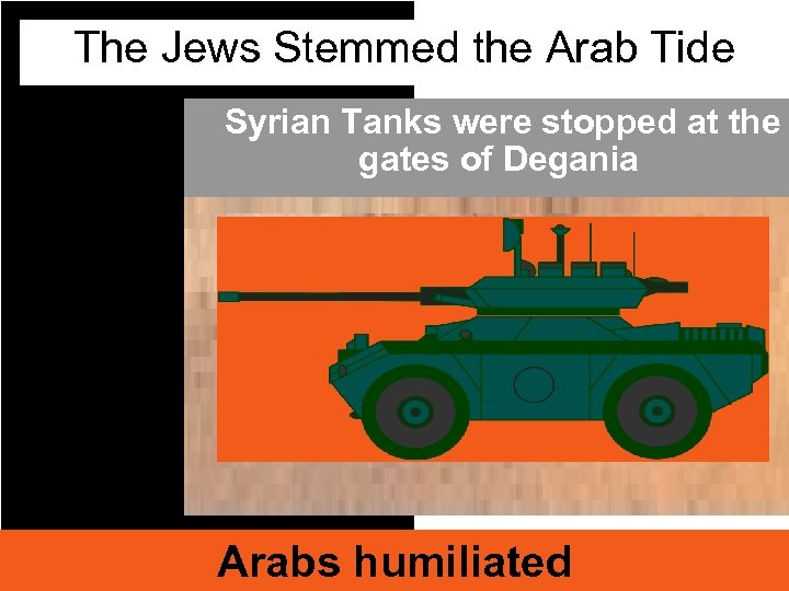 The Jews Stemmed the Arab Tide Syrian Tanks were stopped at the gates of