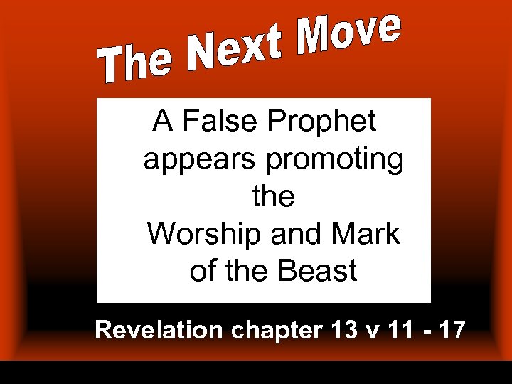 A False Prophet appears promoting the Worship and Mark of the Beast Revelation chapter