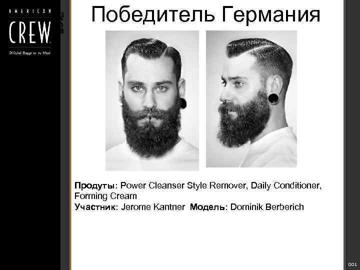 Победитель Германия Продуты: Power Cleanser Style Remover, Daily Conditioner, Forming Cream Участник: Jerome Kantner