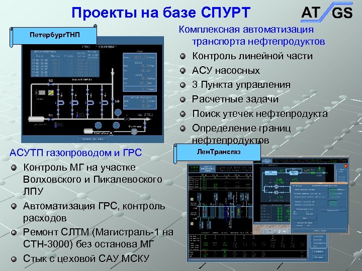 Проекты на базе СПУРТ Петербург. ТНП АСУТП газопроводом и ГРС Контроль МГ на участке
