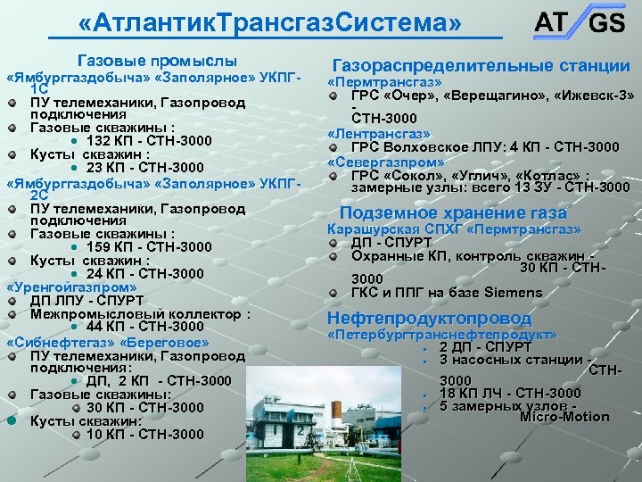  «Атлантик. Трансгаз. Система» Газовые промыслы «Ямбурггаздобыча» «Заполярное» УКПГ 1 С ПУ телемеханики, Газопровод