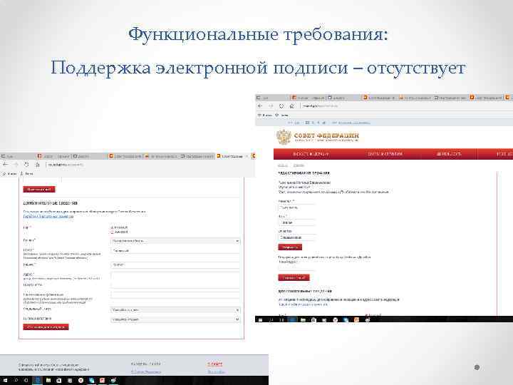 Функциональные требования: Поддержка электронной подписи – отсутствует 