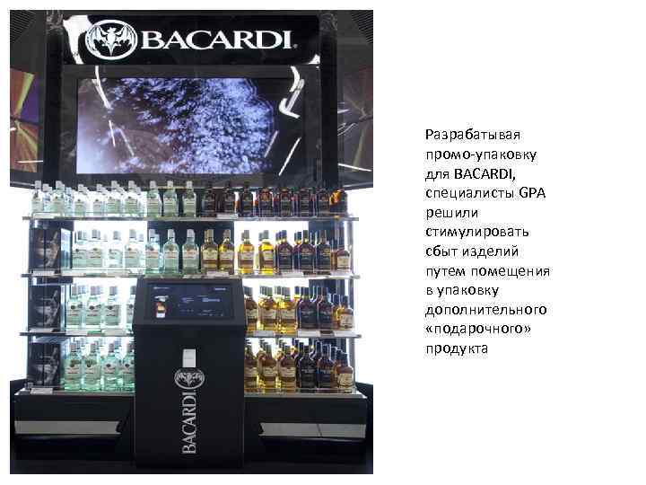 Разрабатывая промо-упаковку для BACARDI, специалисты GPA решили стимулировать сбыт изделий путем помещения в упаковку