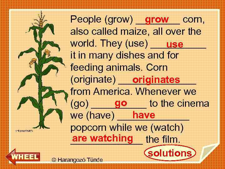 grow People (grow) ____ corn, also called maize, all over the world. They (use)