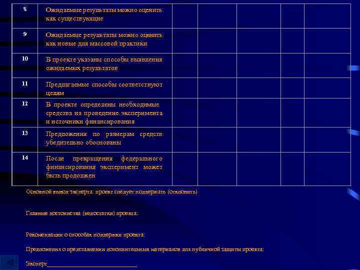 8 Ожидаемые результаты можно оценить как существующие 9 Ожидаемые результаты можно оценить как новые