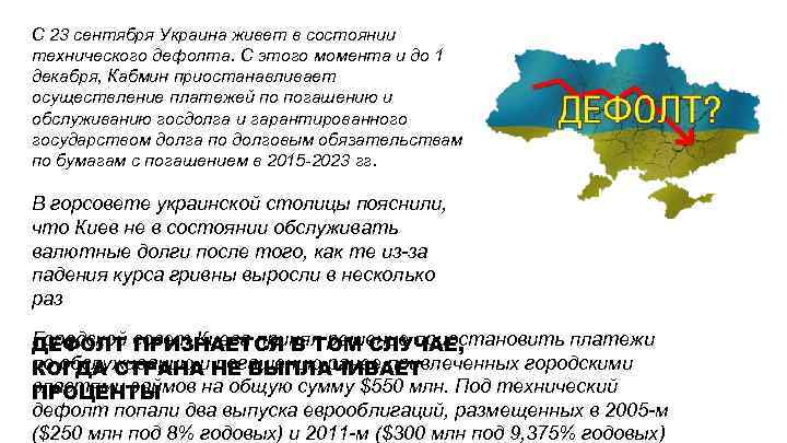 С 23 сентября Украина живет в состоянии технического дефолта. С этого момента и до