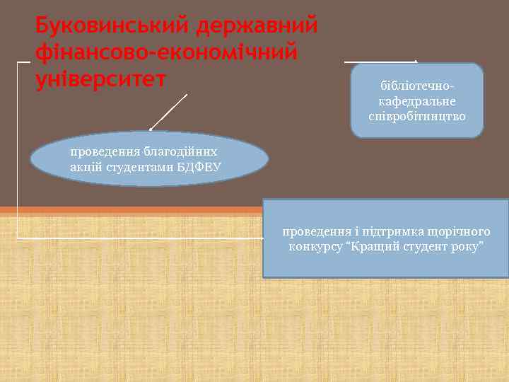 Буковинський державний фінансово-економічний університет бібліотечнокафедральне співробітництво проведення благодійних акцій студентами БДФЕУ проведення і підтримка