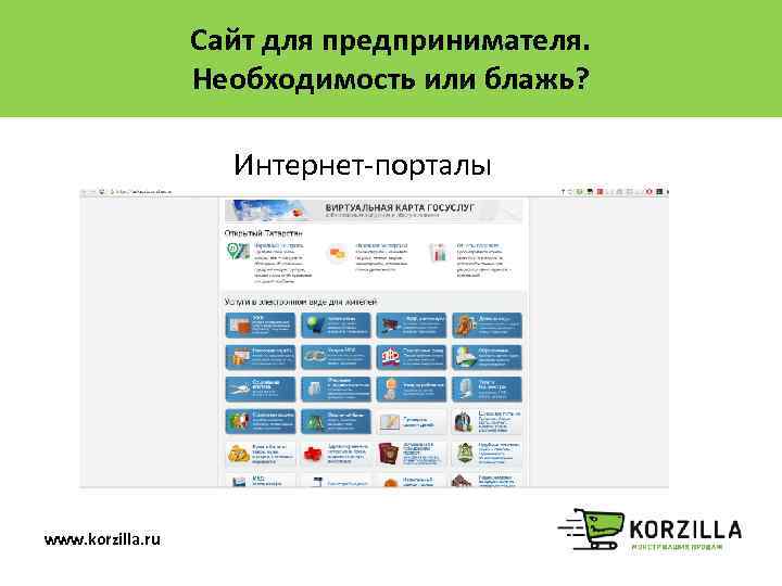 Сайт для предпринимателя. Необходимость или блажь? Интернет-порталы www. korzilla. ru 