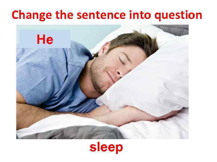 Change the sentence into question He sleep 