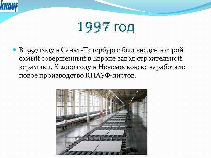 1997 год В 1997 году в Санкт-Петербурге был введен в строй самый совершенный в