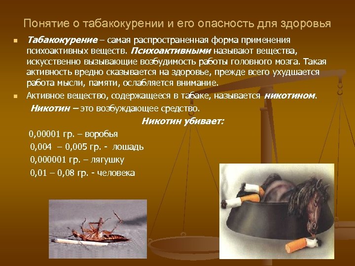 Понятие о табакокурении и его опасность для здоровья Табакокурение – самая распространенная форма применения