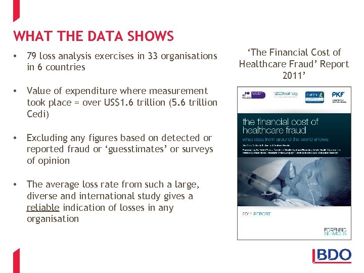 WHAT THE DATA SHOWS • 79 loss analysis exercises in 33 organisations in 6