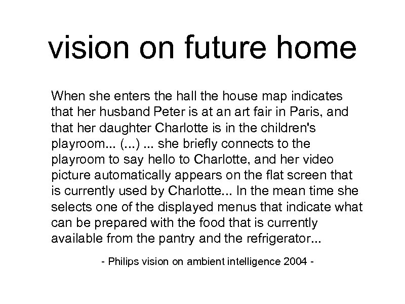 vision on future home When she enters the hall the house map indicates that