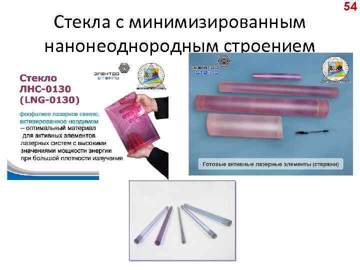 Стекла с минимизированным нанонеоднородным строением 54 