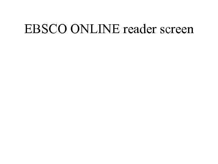 EBSCO ONLINE reader screen 