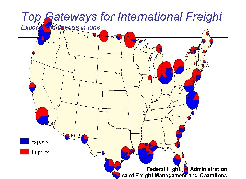 Top Gateways for International Freight Exports and imports in tons Exports Imports Federal Highway