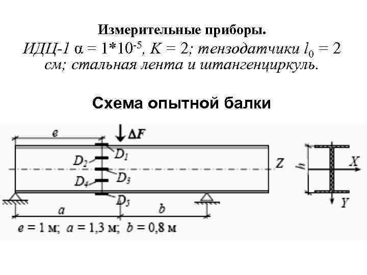 Измерительные приборы. ИДЦ-1 α = 1*10 -5, K = 2; тензодатчики l 0 =