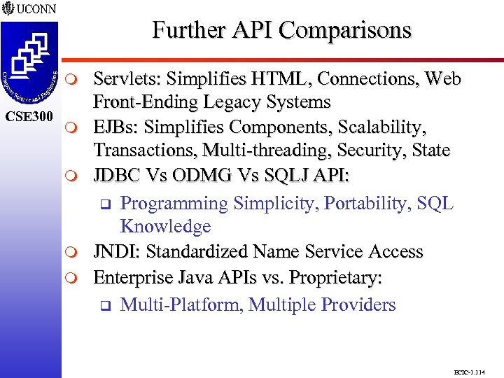Further API Comparisons CSE 298 CSE 300 m m m m Servlets: Simplifies HTML,