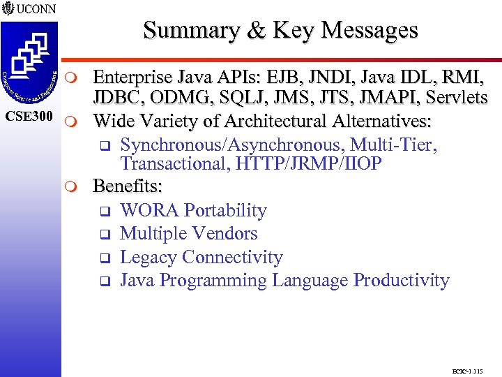 Summary & Key Messages CSE 298 CSE 300 m m Enterprise Java APIs: EJB,