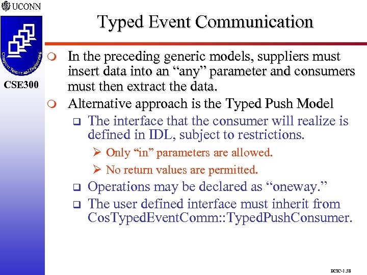 Typed Event Communication CSE 298 CSE 300 m In the preceding generic models, suppliers