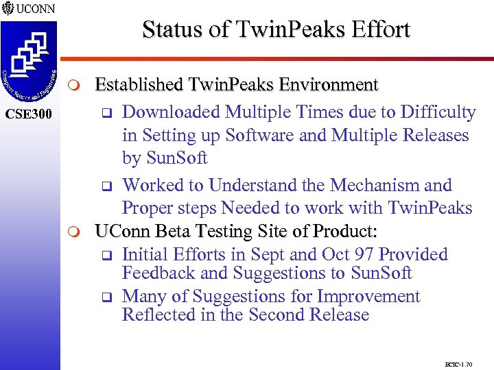 Status of Twin. Peaks Effort CSE 298 CSE 300 m Established Twin. Peaks Environment